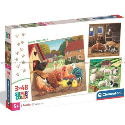 Dyr på gården, 3x48 brikker