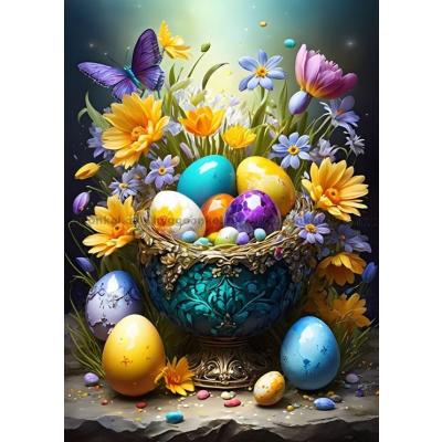 Bilde av Påskeegg og blomster, 500 brikker