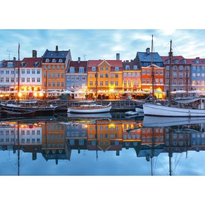 København: Nyhavns farger i skumringstid, 500 brikker