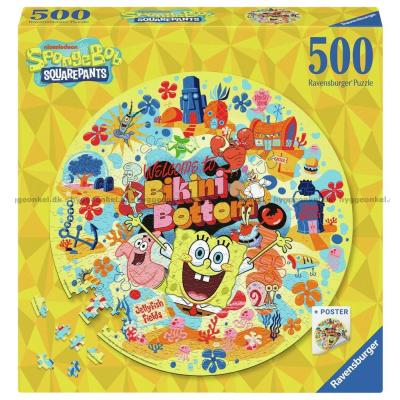 Svampebob Firkant - Rundt puslespill, 500 brikker