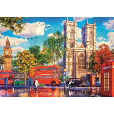 Bilde av London: Byliv i regn, 1000 brikker