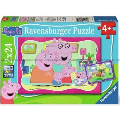 Peppa Gris: Familiehygge, 2x24 brikker