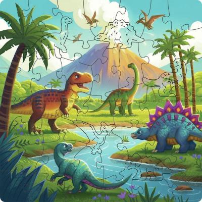 Bilde av Dinosaurenes verden - Trepuslespill, 44 brikker