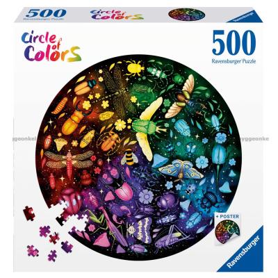 Fargerike sirkler: Insekter - Rundt puslespill, 500 brikker