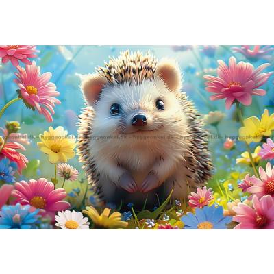 Bilde av Pinnsvinet omgitt av blomster, 150 brikker