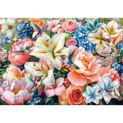 Bilde av Kolibrier i blomsterhav, 1000 brikker