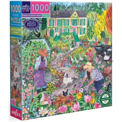 Hagen med fargerike blomster, 1000 brikker