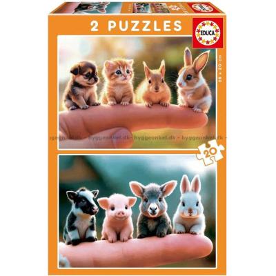 Søte dyreunger, 2x20 brikker