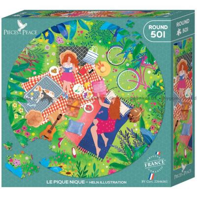 Picnic i det grønne - Rundt puslespill, 500 brikker