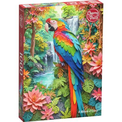 Fargerik papegøye ved fossen, 1000 brikker
