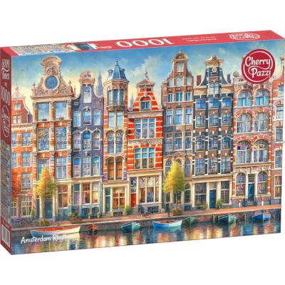 Amsterdam: Fargerike hus ved kanalen, 1000 brikker