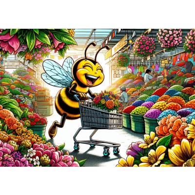 Bien på handletur blant blomster, 100 brikker
