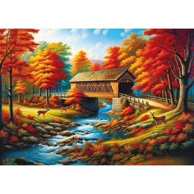 Broen malt i gyldne farger, 500 brikker