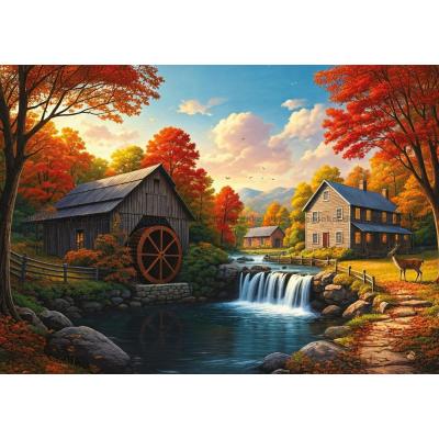 Høst ved vannmøllen, 1000 brikker