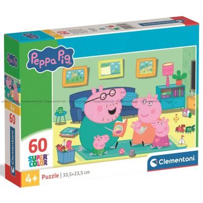 Peppa Gris: Koser seg i stuen, 60 brikker