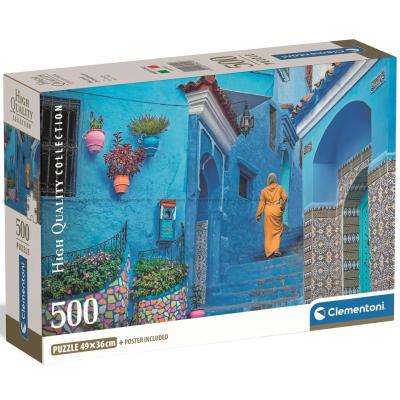 Marokko: Koselig gate i Chefchaouen, 500 brikker