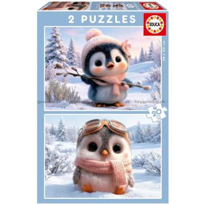 Pingvin-kos i snøen, 2x20 brikker