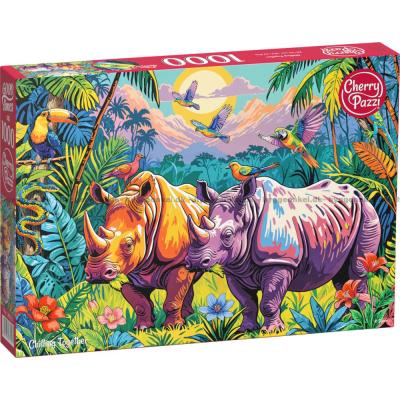 Fargerike neshorn i jungelen, 1000 brikker