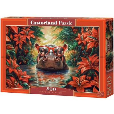 Avslappet flodhest med briller, 500 brikker