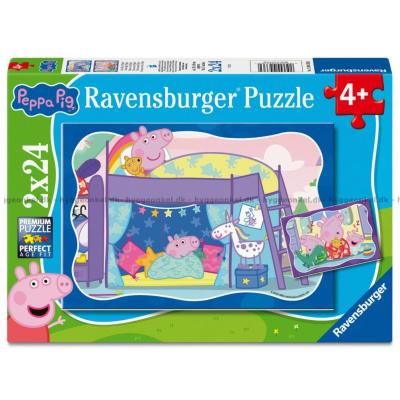 Bilde av Peppa Gris: Sier god natt, 2x24 brikker