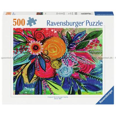 Fargeeksplosjon i blomster, 500 brikker