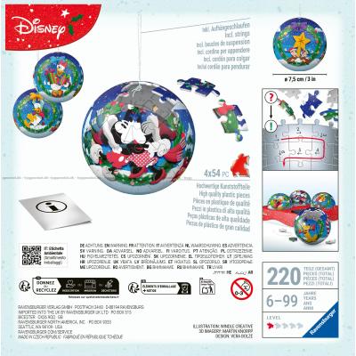 Bilde av 3D: Disney - julekuler, 4x54 brikker