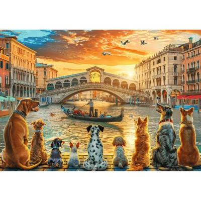 Bilde av Chesterman: Hundene nyter Venezia i solnedgangen, 1000 brikker