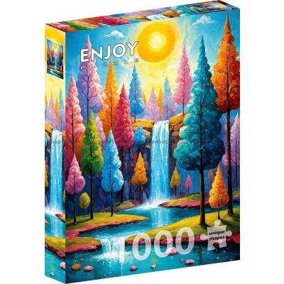 Bilde av Fossen i den fargerike skogen, 1000 brikker