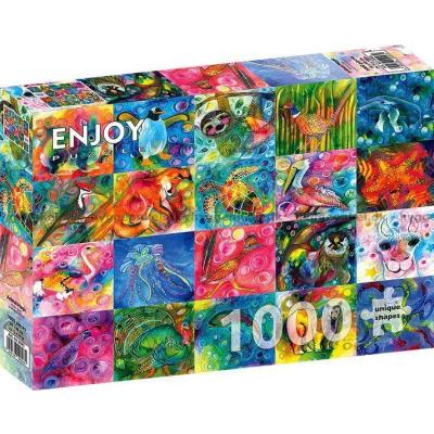 Fargerike dyreportretter, 1000 brikker