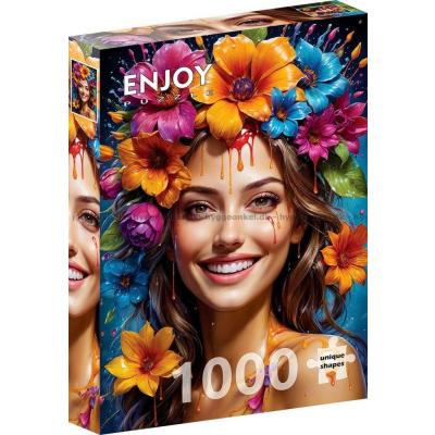 Bilde av Kvinnen med blomsterkrans i håret, 1000 brikker