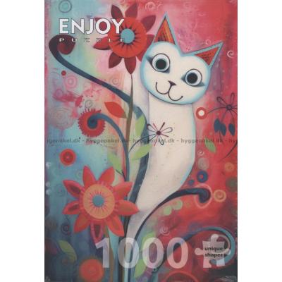 Bilde av Den hvite katten titter frem, 1000 brikker