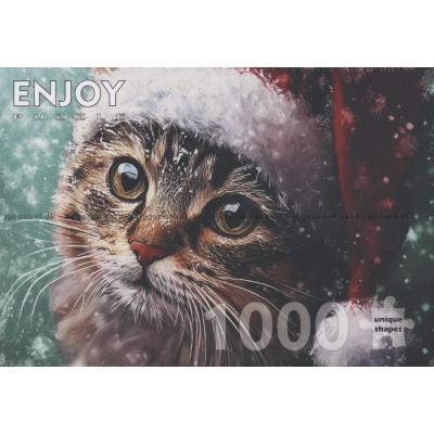 Bilde av Nysgjerrig katt med nisselue, 1000 brikker
