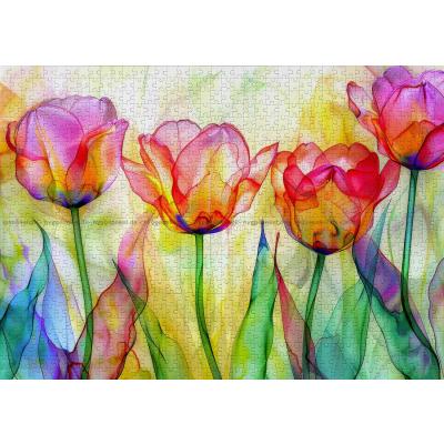 Bilde av Fargerike blomsterblader, 1000 brikker
