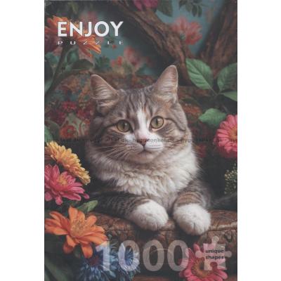 Bilde av Katten blant blomster, 1000 brikker