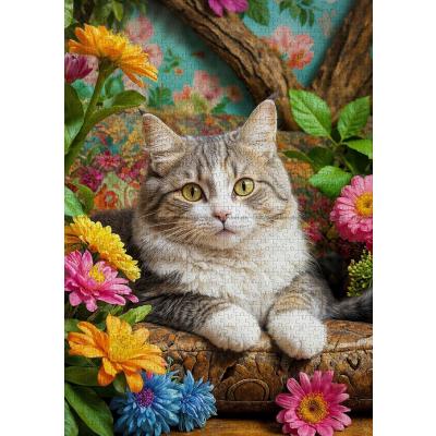 Bilde av Katten i blomsterhagen, 1000 brikker