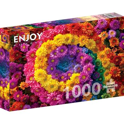 Fargerik blomsterspiral, 1000 brikker