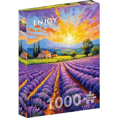 Bilde av Solnedgang over lavendelåkeren, 1000 brikker