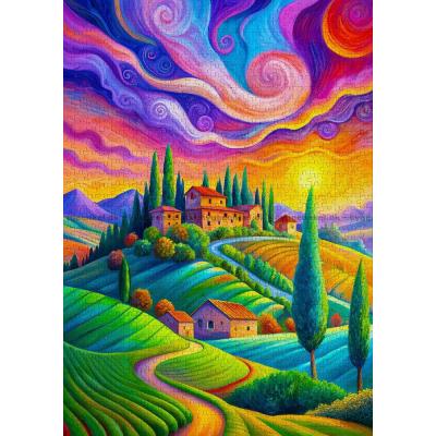 Bilde av Toscana: Solnedgang over åsene, 1000 brikker