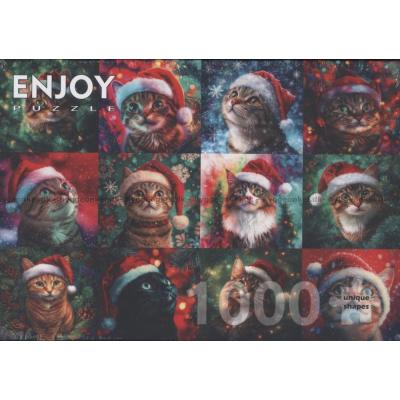 Bilde av Julekatter med nisseluer, 1000 brikker