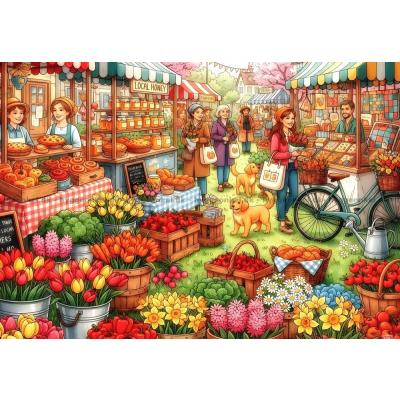 Bilde av Blomster og brød på markedet, 1000 brikker