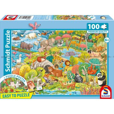 Bilde av Ville dyr fra hele verden, 100 brikker