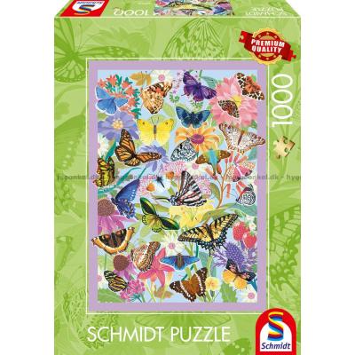 Blomster og sommerfugler, 1000 brikker