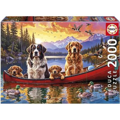 Bilde av Hundene på kanotur, 2000 brikker