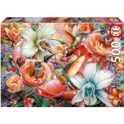 Bilde av Kolibrier blant blomster, 500 brikker
