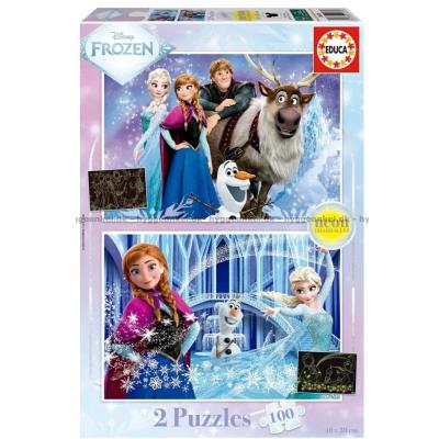 Disney: Frost - Lyser i mørket, 2x100 brikker