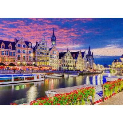 Bilde av Kveldsstemning over Gent, 1000 brikker