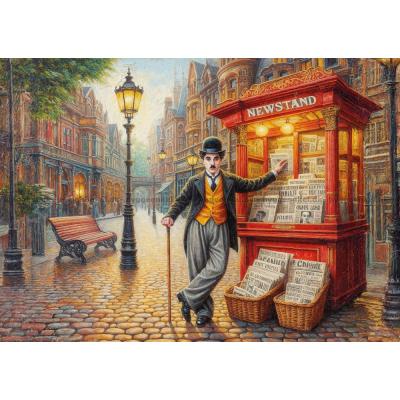 Bilde av Chaplin i den stille morgen-gaten, 1000 brikker