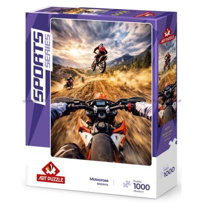 Bilde av Motocross i full fart på banen, 1000 brikker