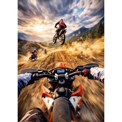 Bilde av Motocross i full fart på banen, 1000 brikker