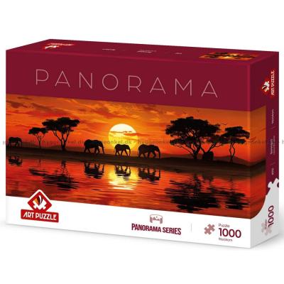 Bilde av Solnedgang over Serengeti - Panorama, 1000 brikker
